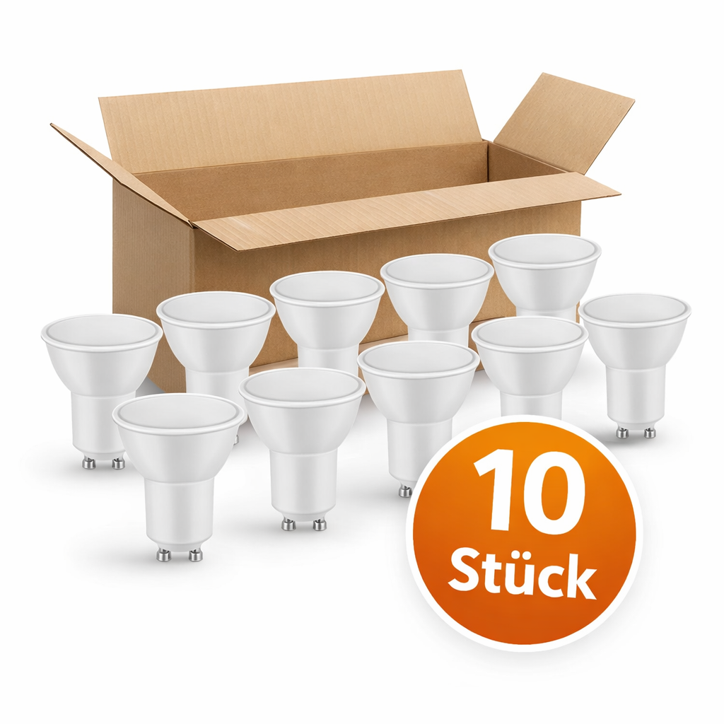 Lot de 10 ampoules LED Braytron GU10 7W Blanc froid 6500K, 580 lumens, remplace 70W, économique, durable, 230V – 10xBA24-00753
