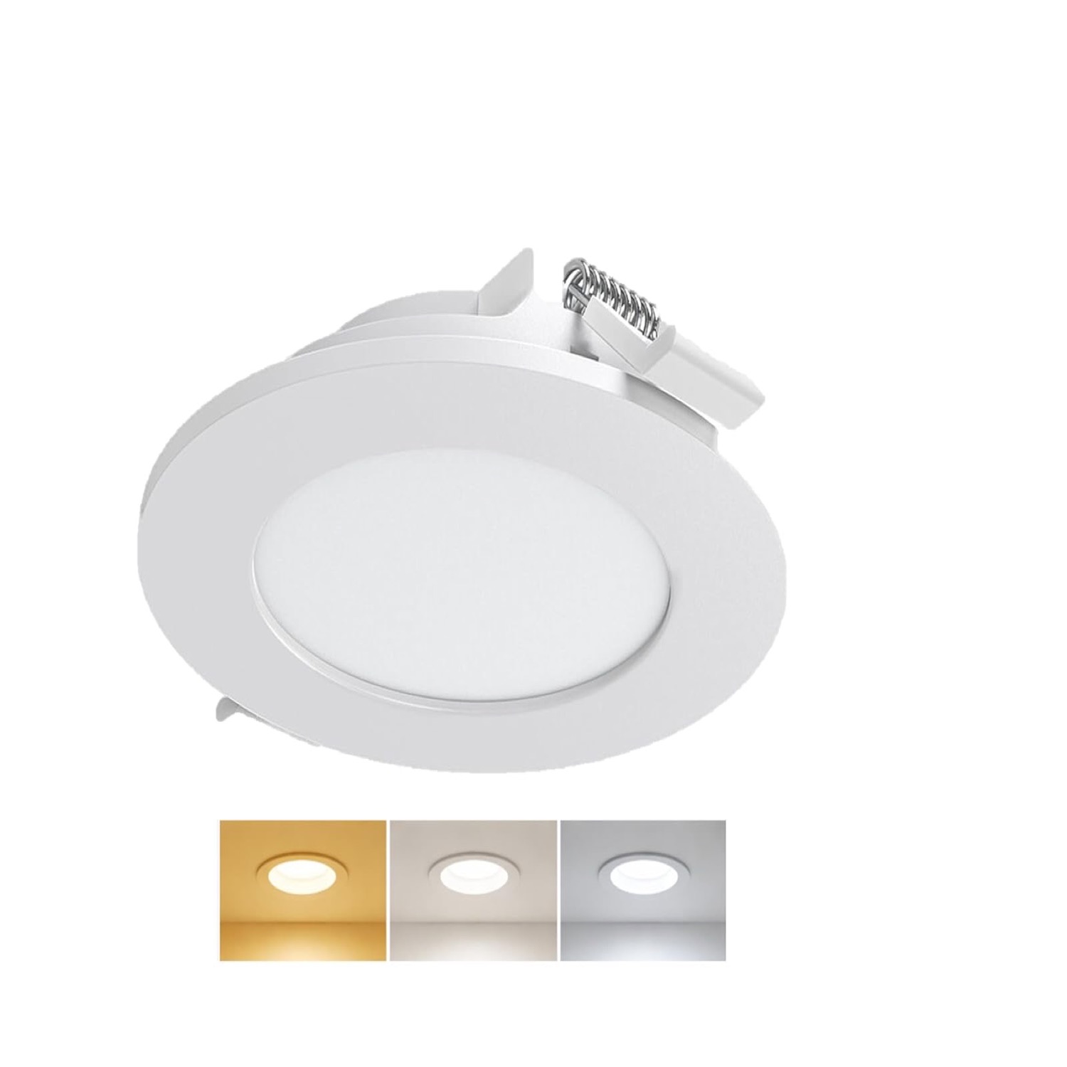 Braytron Ultraslim LED Einbaustrahler 3W Weiß Ø85mm 3CCT 230V 220 Lumen IP40 Einbauspots 68mm Lochmaß 26mm Einbautiefe Warmweiß Neutralweiß Kaltweiß Nicht Dimmbar Deckenstrahler Flach Spot Panel – BP01-00380