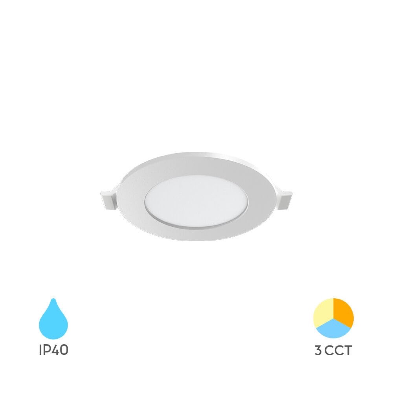 Braytron Ultraslim LED Einbaustrahler 3W Weiß Ø85mm 3CCT 230V 220 Lumen IP40 Einbauspots 68mm Lochmaß 26mm Einbautiefe Warmweiß Neutralweiß Kaltweiß Nicht Dimmbar Deckenstrahler Flach Spot Panel – Ansicht 2