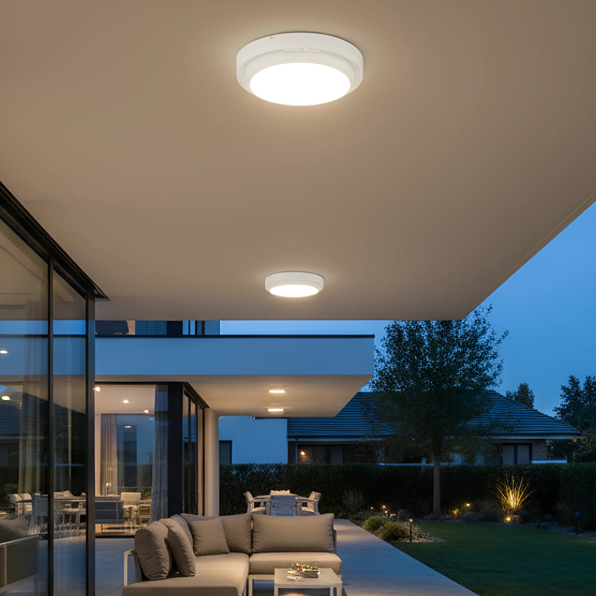 Braytron LED Deckenleuchte 18W mit Notlicht, Akku bis 3 Std. bei Stromausfall, 3CCT Lichtfarbe wählbar 3000K 4000K 6500K, 2020 Lumen, IP54 Feuchtraum, Ø 22 cm, Weiß – Ansicht 2