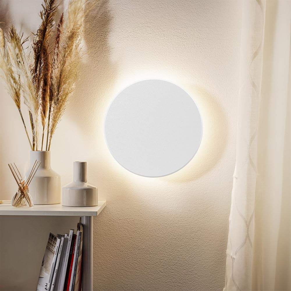 Braytron LED Wandleuchte Weiß Rund Ø220 mm – 12W 1160lm IP65 Außenwandleuchte mit 3CCT (3000K/4000K/6000K), indirekte Designer Wandlampe für Balkon, Terrasse, Flur & Bad 12 W 3IN1 – Art.Nr. BG37-00280 bei lumdo.de
