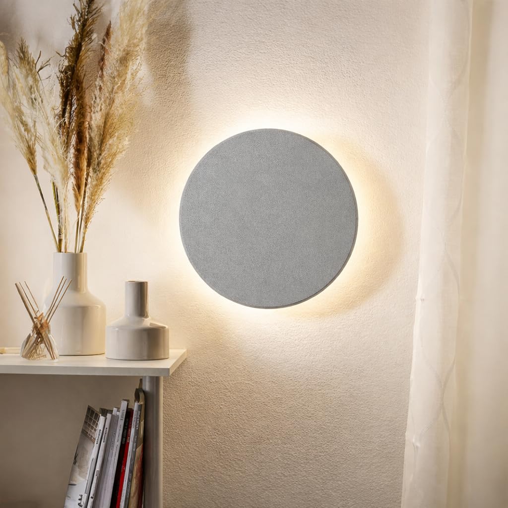 Braytron LED Wandleuchte Grau Rund Ø220 mm – 12W 1160lm IP65 Außenwandleuchte mit 3CCT (3000K/4000K/6000K), indirekte Designer Wandlampe für Balkon, Terrasse, Flur & Bad – Ansicht 5