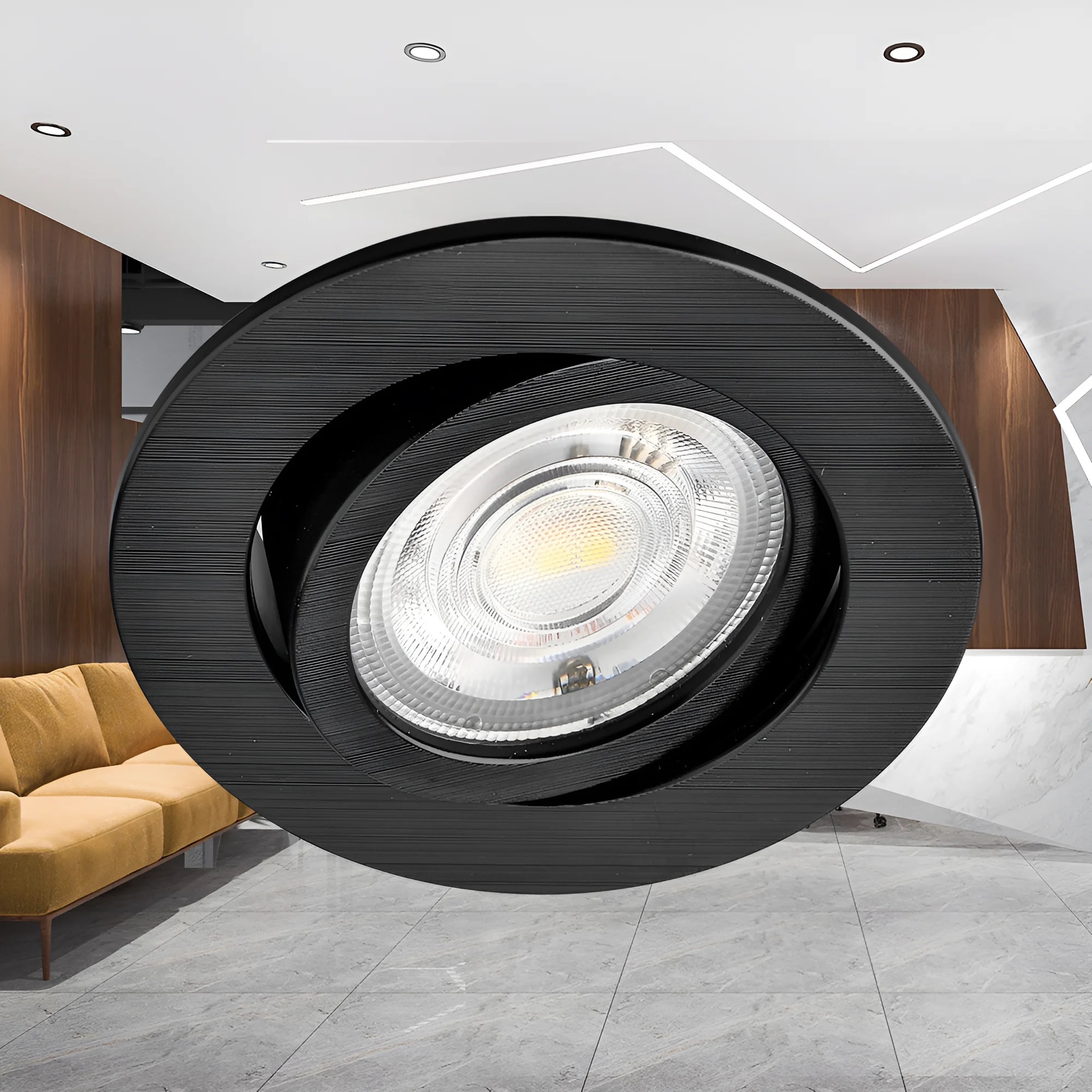 Braytron Lampada da soffitto LED 7W 243 V Collegamento 3IN1, 750 Lumen, IP20 Plafoniera per soggiorno, cucina, corridoio (Nero) – Vista 2