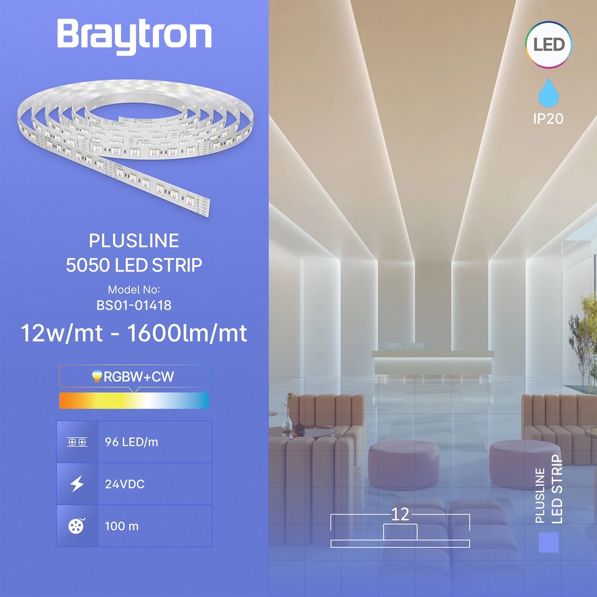 Braytron LED Striscia, RGBW+CW RGBW+CW, IP20, flessibile, autoadesiva, LED Striscia Nastro Striscia luminosa – Vista 3